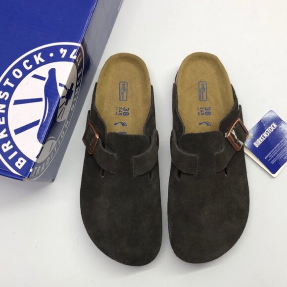 Birkenstock Shoes - Women's Mocha Suede Birkenstock Boston Shoes - Narrow Fit